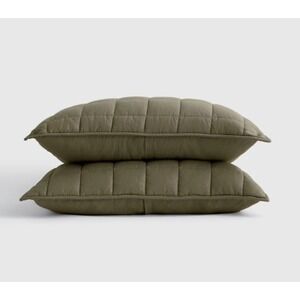 Quince European Linen Quilted Sham King Size READ ONLY ONE SHAM Dusty Olive